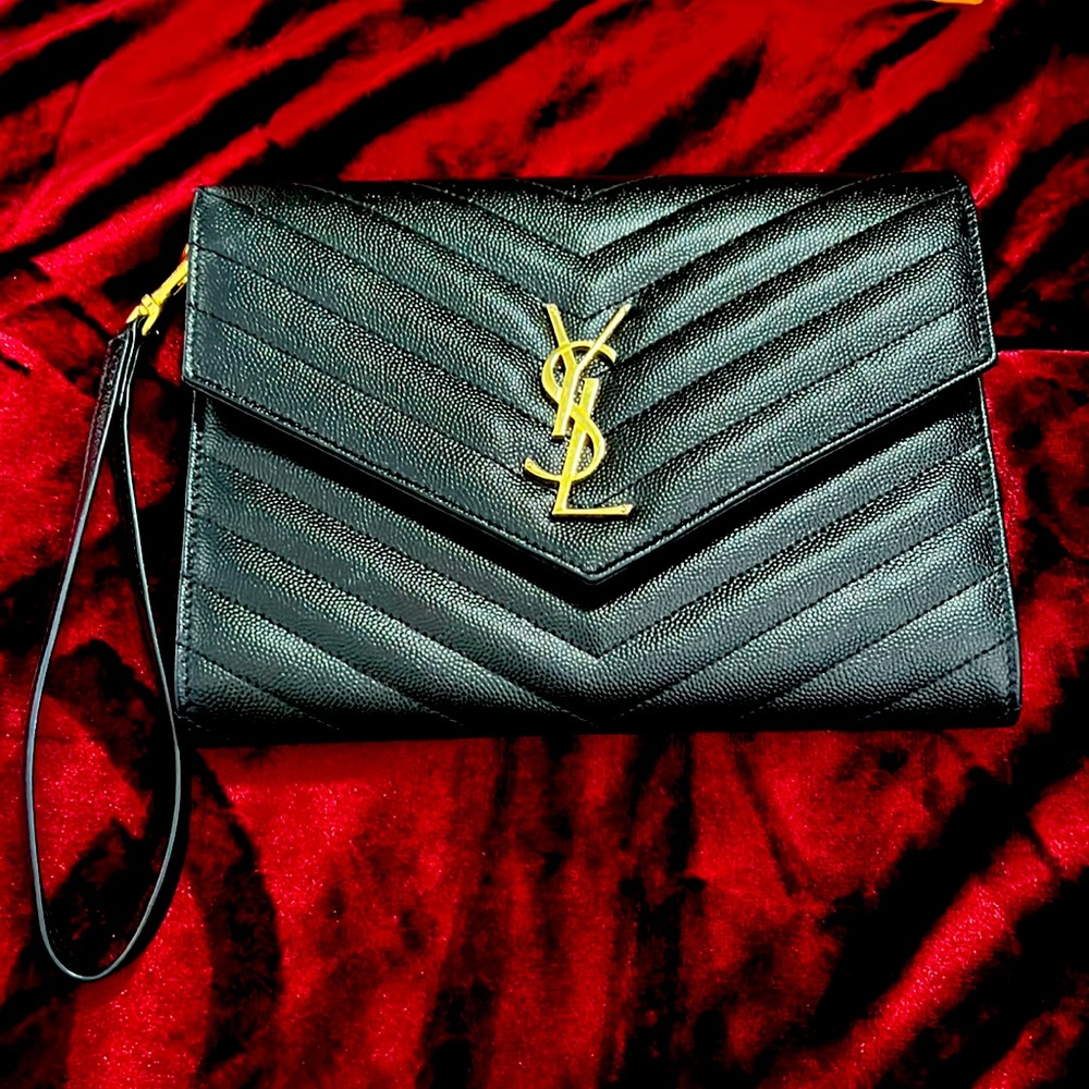 YSL Black/gold clutch
